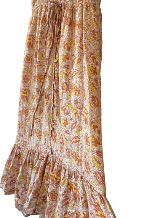 Lucky Brand Floral Flutter Sleeve High Low Maxi Dress Size Large - Picture 6 of 14